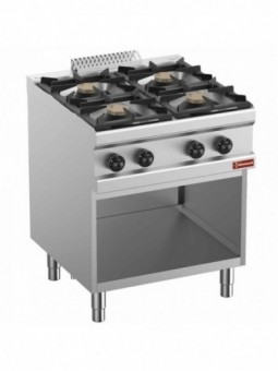 Gas range 4 burners, on open cupboard