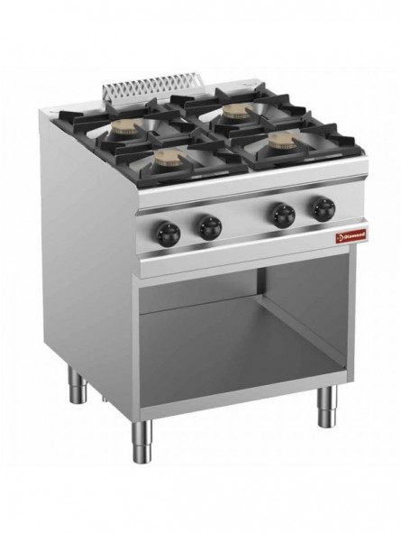 Gas range 4 burners, on open cupboard