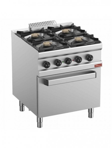 Gasfornuis 4 branders, elektrische convectie-oven GN 1/1
