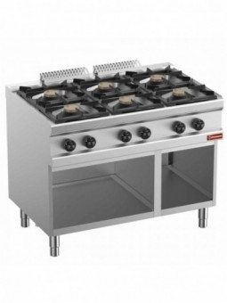 Gas range 6 burners, on open cupboard