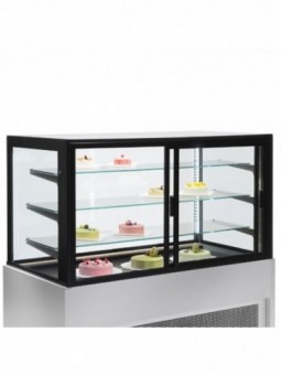 Panoramic refrigerated display counter, ventilated, 4 levels, without storage room - GREY