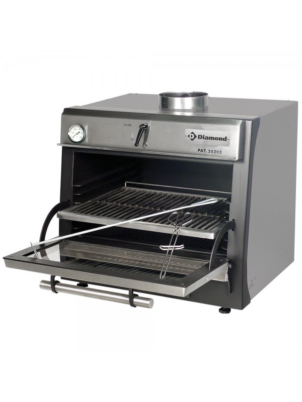 Charcoal oven-BBQ, GN 1/1 (60 Kg/h)/Stainless steel
