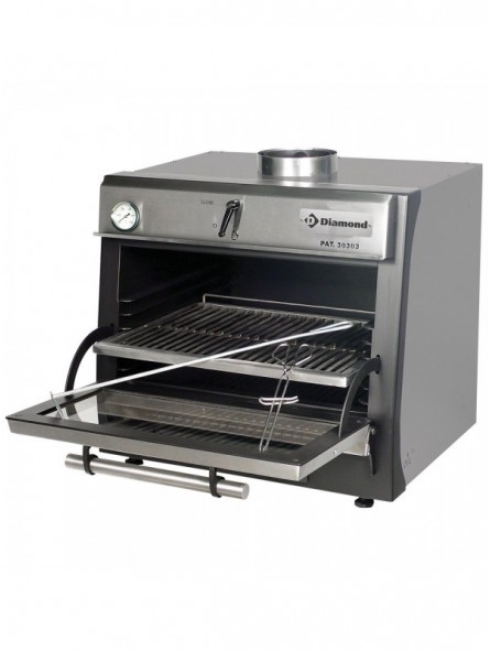 Houtskooloven-BBQ, GN 1/1 (60 Kg/h)/Roestvrij staal
