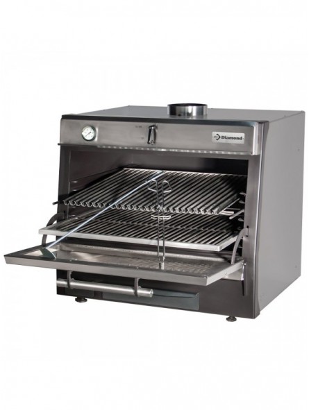 Houtskooloven-BBQ, GN 1/1 + GN2/4 (75 Kg/h)/Roestvrij staal
