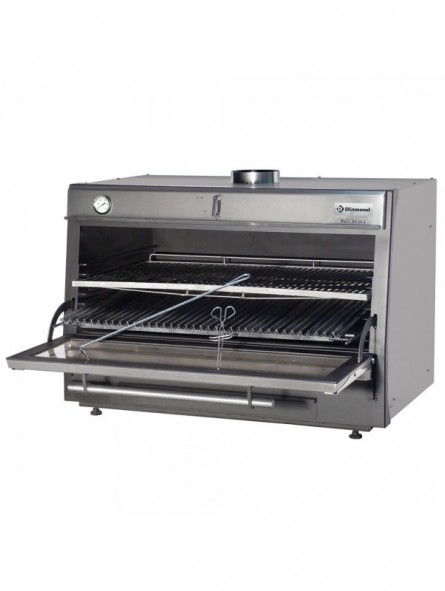 Charcoal oven-BBQ, GN 2/1 + GN1/1 (150 Kg/h)/Stainless steel