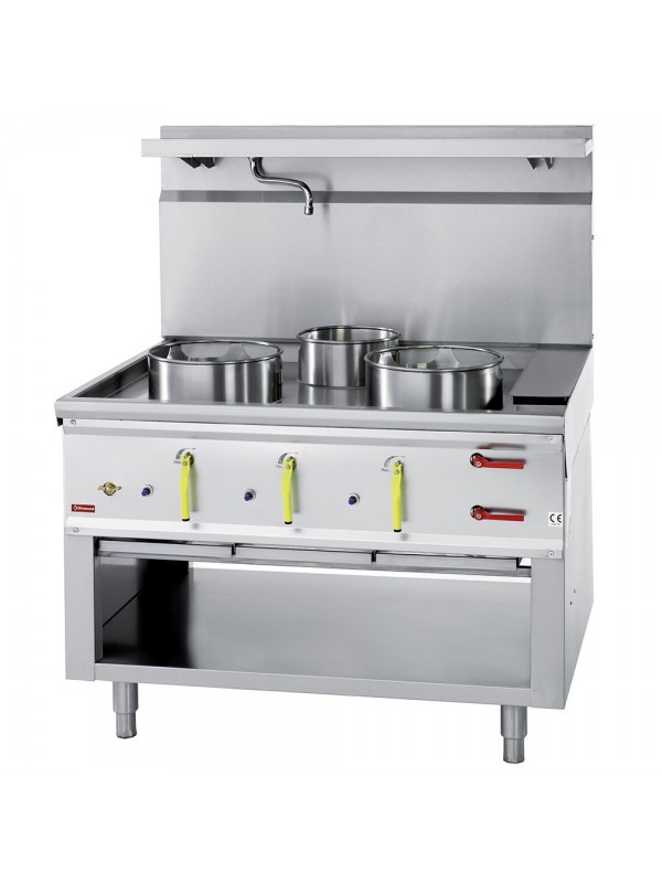 Wok stove 3 burners with water curtain