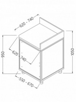 Neutrale achterhoek - 90° gesloten, met opstaande rand