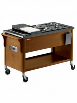Wooden trolley, bain marie tray 3x GN 1/1 Wengé