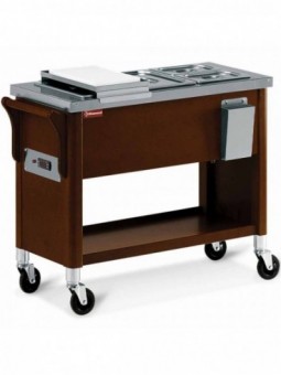 Wooden trolley, bain marie tray 3x GN 1/2 Wengé