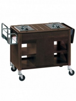 Flambée trolley, 2 gas burners, wood "Wengé"