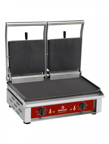 DOUBLE contact-grill, enamelled plates