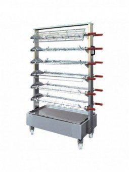 Trolley with structure for putting 12 chicken spits
