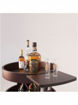 Round trolley for bottles, 3 levels wood "wengé"