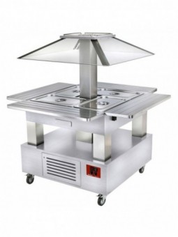 Island Buffet - Refrigerated salad bar, 4x GN1/1-150 (white wood)