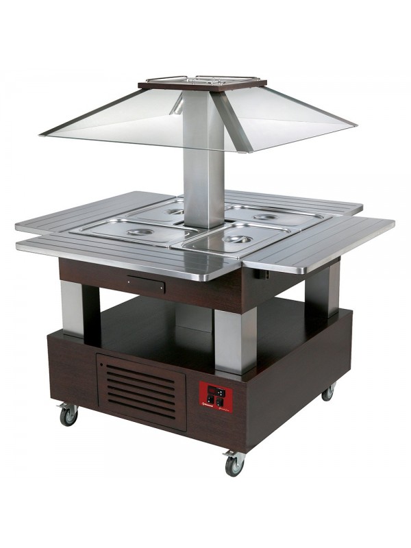 Island Buffet - Refrigerated salad bar, 4x GN1/1-150 (Wengé wood)