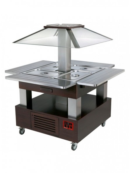 Island Buffet - Refrigerated salad bar, motorized roof 4x GN1/1-150 (Wengé wood)
