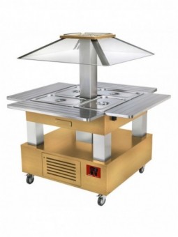 Island Buffet - Refrigerated salad bar, 4x GN1/1-150 (Wood light oak)