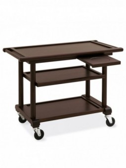 Trolley service, 3 levels. "wengé" wood, dressage shelf