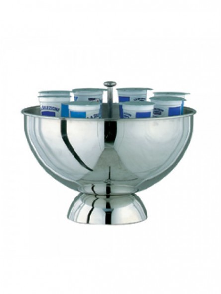 Stainless steel yoghurt holder, "refrigerated x ice cubes"