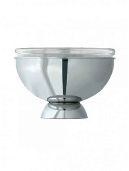 Stainless steel yoghurt holder, "refrigerated x ice cubes" with glass bowl