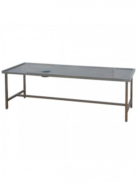 Sorting table (right) with waste bin hole