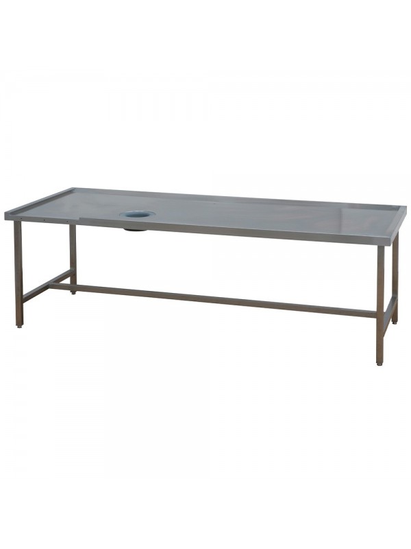 Sorting table (right) with waste bin hole