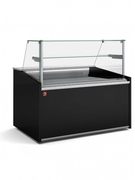 Neutrale vitrine toonbank, hoog glas, met neutrale opbergruimte - ZWART