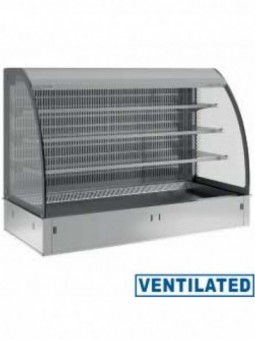 Wall with sink and open display on 3 levels (with curtain), refrigerated, ventilated, 4x GN 1/1 (without hermetic unit)