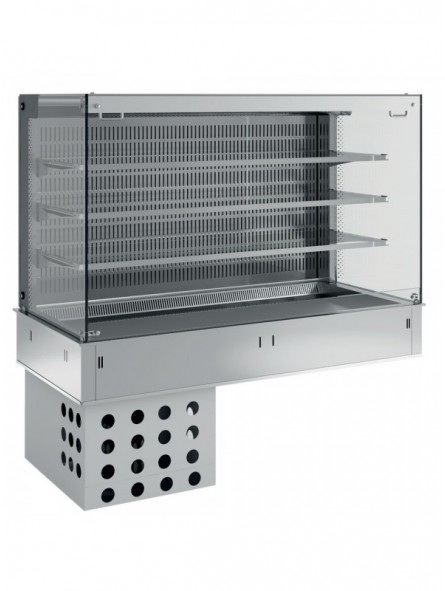 Wall with top and open "square" display on 3 levels (with curtain), refrigerated, ventilated, 3x GN 1/1