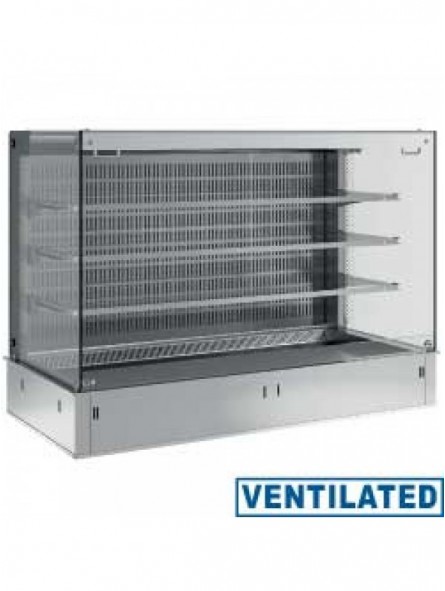 Wall with top and open "square" display on 3 levels (with curtain), refrigerated, ventilated, 3x GN 1/1 (without hermetic unit)