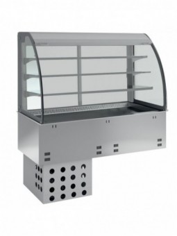 Elément cuve et vitrine sur 3 niveaux ouverte (avec rideau), réfrigérées, ventilées, 3x GN 1/1
