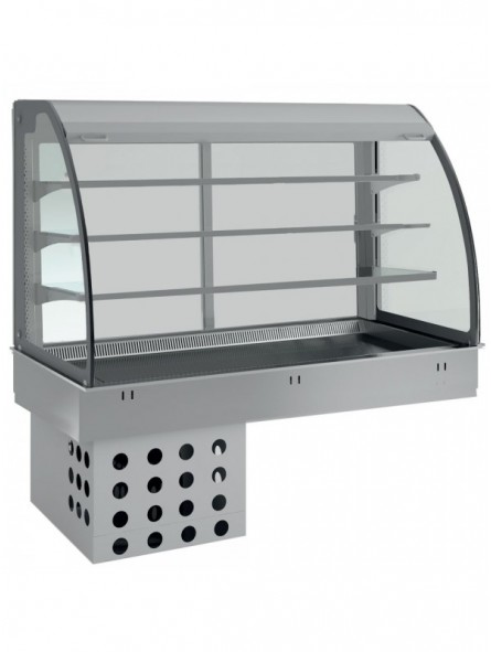 Element top and open display on 3 levels (with curtain), refrigerated, ventilated, 3x GN 1/1