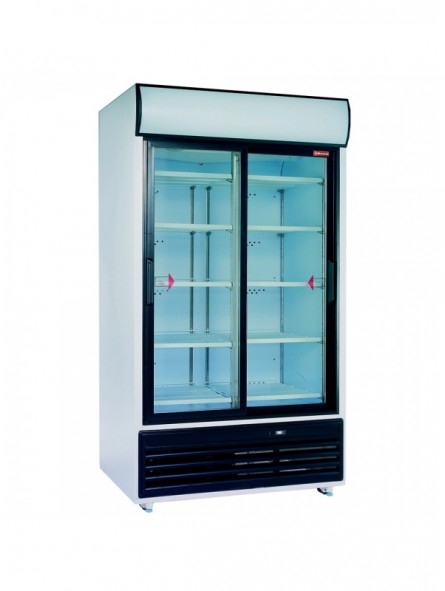 Drink display double sliding doors, 857 liters, with lightbox