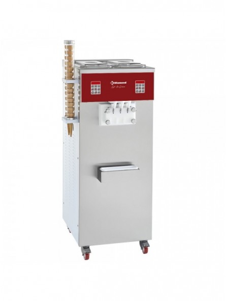 Soft ice-cream machine, 2 flavors + mixed ice-cream, 30 Kg/h, air conden.