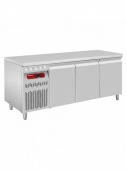 Table frigorifique ventilée, 3 portes GN 1/1, 405 Lit. groupe a gauche