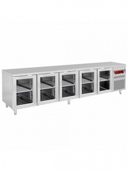 Ventilated refrigerated table, 5 glass doors GN 1/1, 700 Lit.