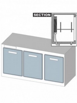 Refrigerated counter, ventilated refrigeration, 3 doors, with group