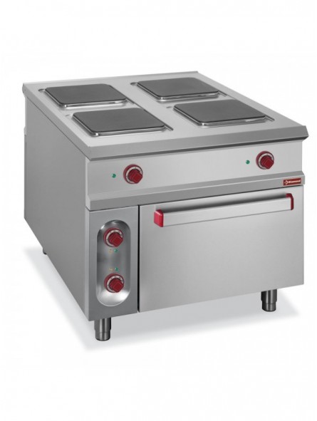 Electric stove 4 plates with electric GN 2/1 oven - PASS-THROUGH