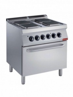 Electric stove, 4 squared plates + electric oven GN 2/1