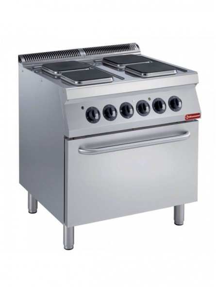 Electric stove, 4 squared plates + electric oven GN 2/1