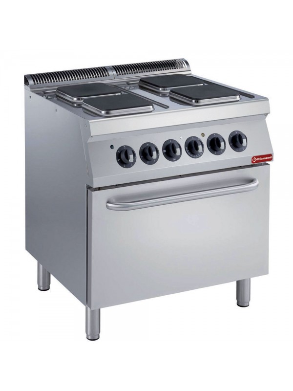 Electric stove 4 squared plates, electric oven GN 2/1