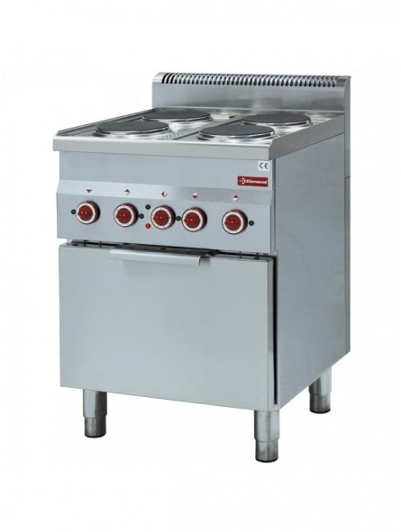 Fornuis 4 kookplaten en elektrische convectie-oven GN 2/3