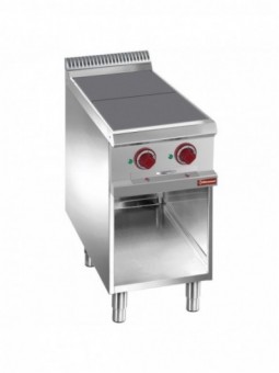 Electric stoves 2 plates aligned with the top, on open cupboard