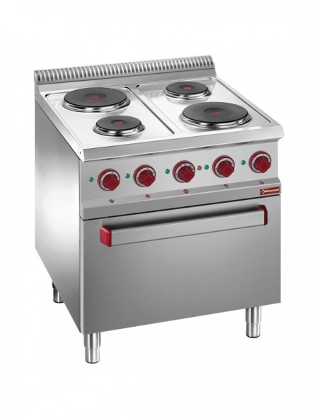 Hobs x4 on electric oven GN 2/1 and grill