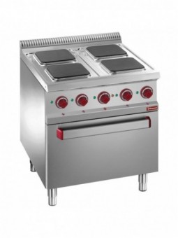 Electric cooking hob x4 square plates on electric oven GN 2/1 and grill