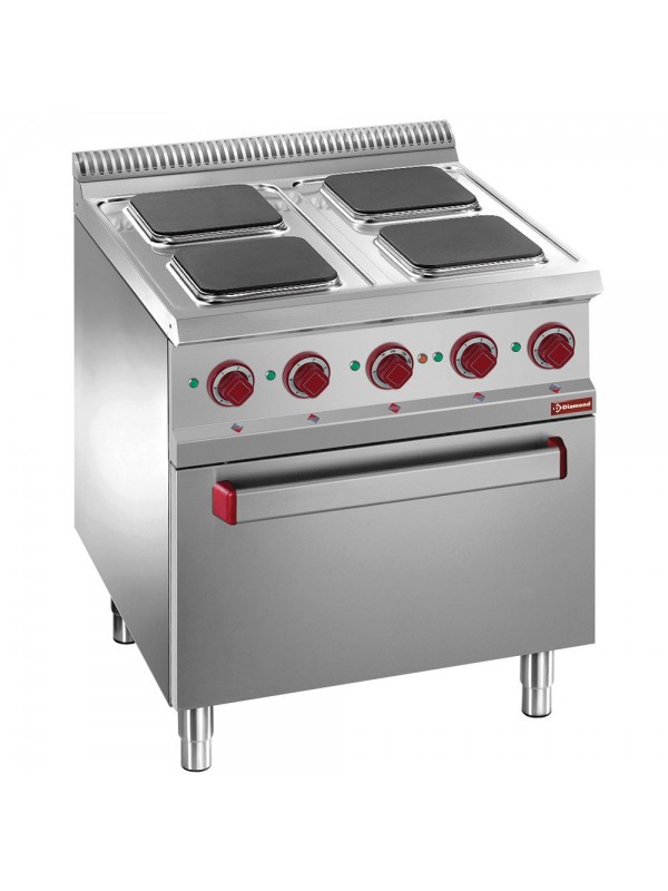 Electric cooking hob x4 square plates on electric oven GN 2/1 and grill