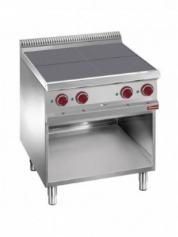 Electric stoves 4 plates aligned with the top, on open cupboard