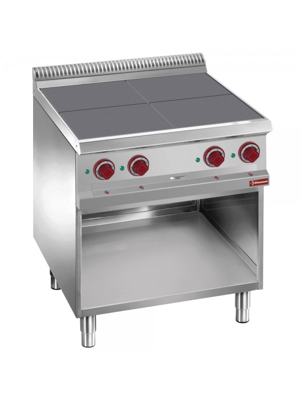 Electric stoves 4 plates aligned with the top, on open cupboard