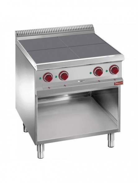 Electric stoves 4 plates aligned with the top, on open cupboard