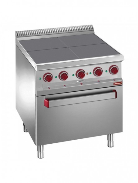 Electric stoves 4 plates aligned with the top, on oven GN 2/1